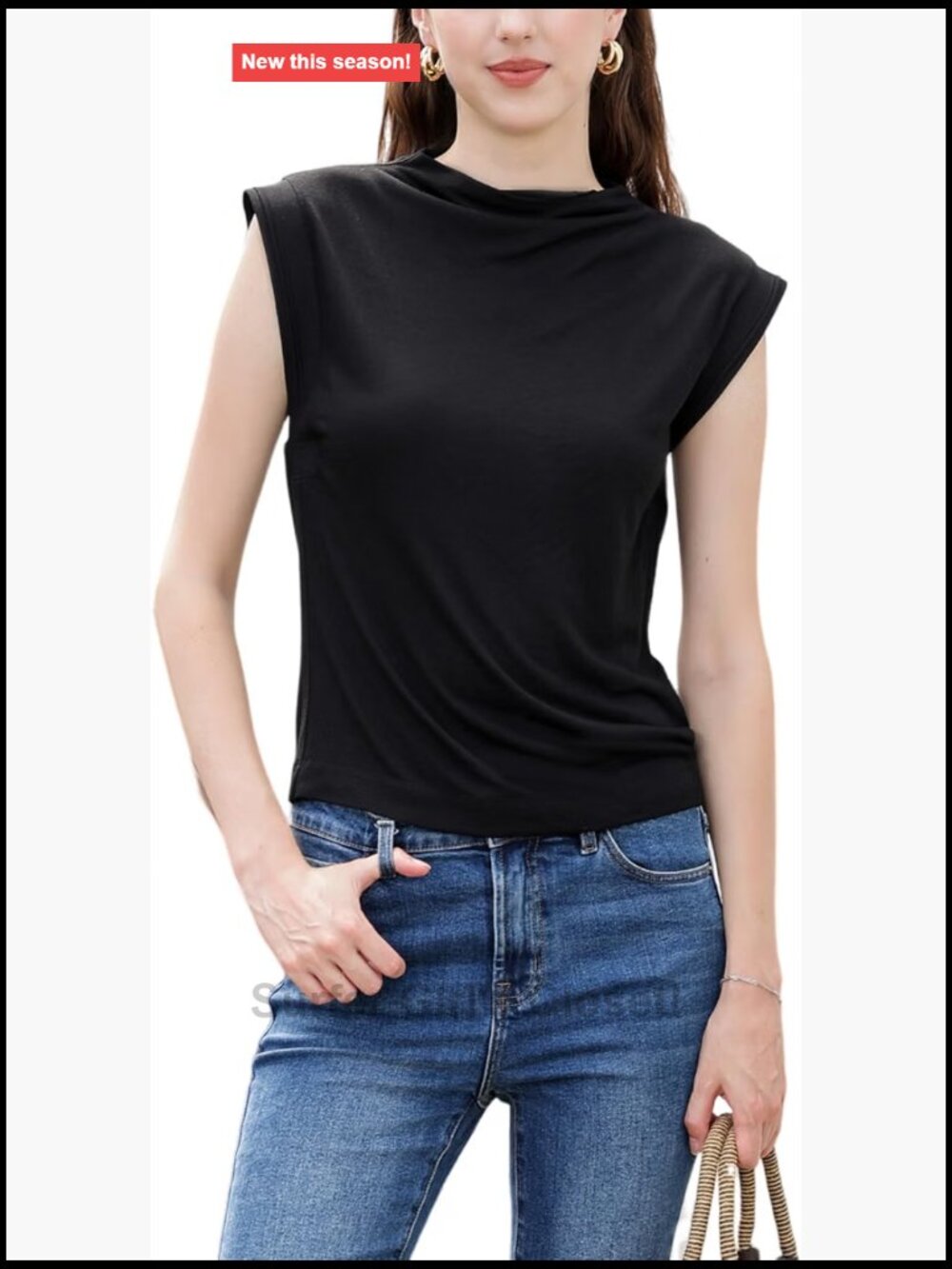Silk Blend Sleeveless High Neck Tank Top Fitted Office Cami Blouse